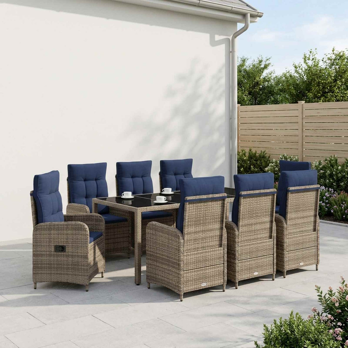 vidaXL Σετ Εξωτερικής Τραπέζης 9 pcs συνθετικό ρατάν