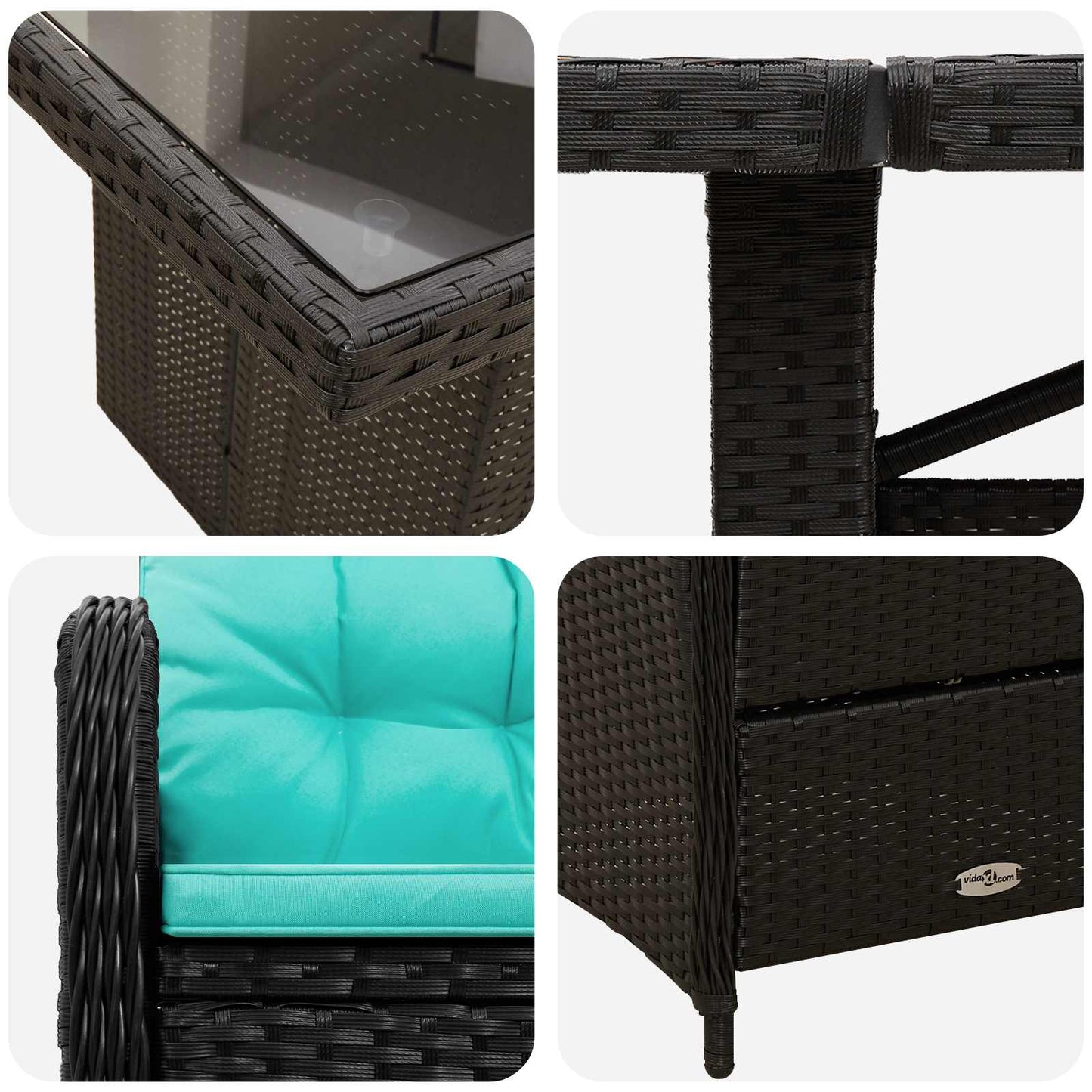 vidaXL Σετ Εξωτερικής Τραπέζης 7 τμχ. Μαύρο και Τυρκουάζ