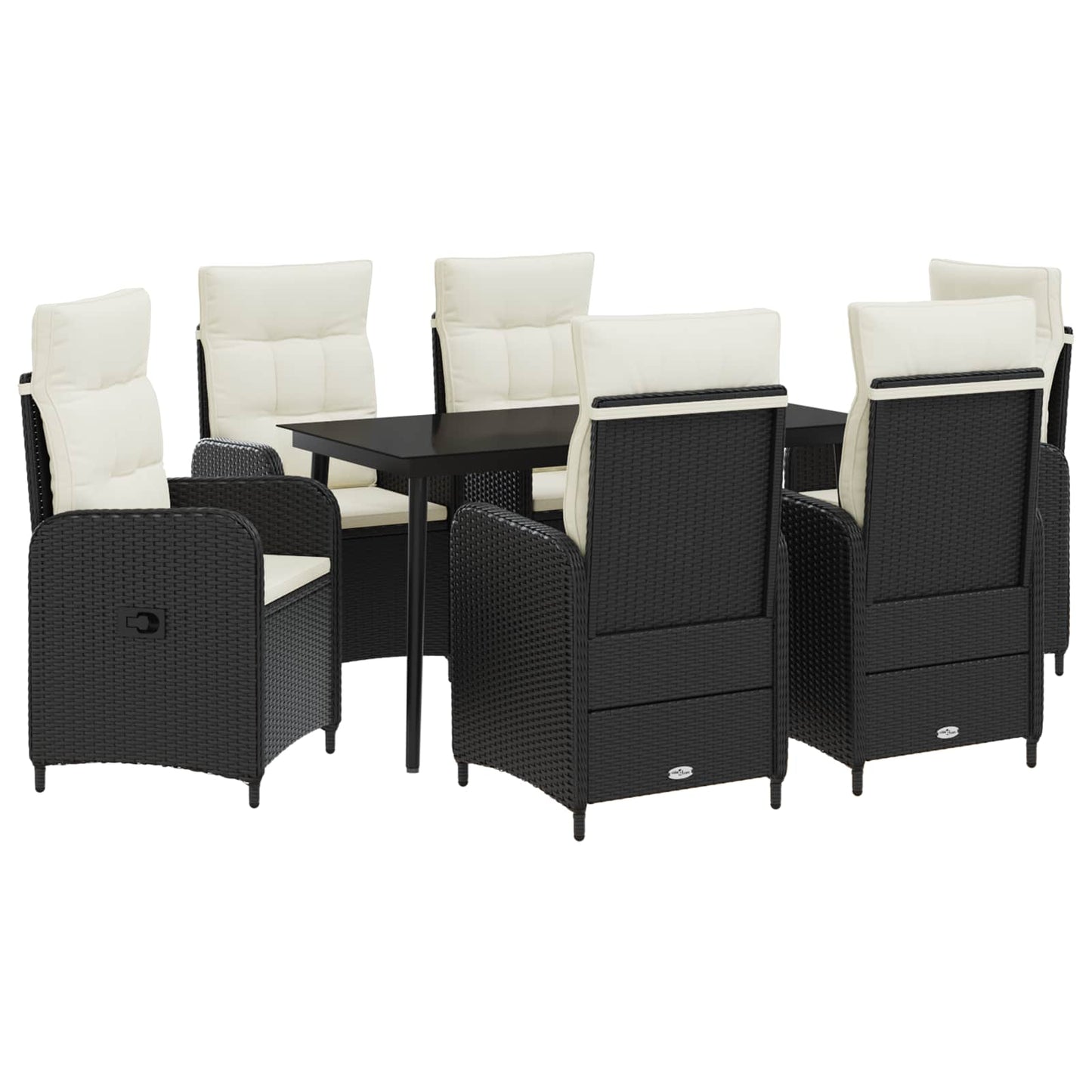 vidaXL Σετ Τραπέζι Καναπέ με μαξιλάρι 7 pcs Μαύρο και Κρεμ Λευκό