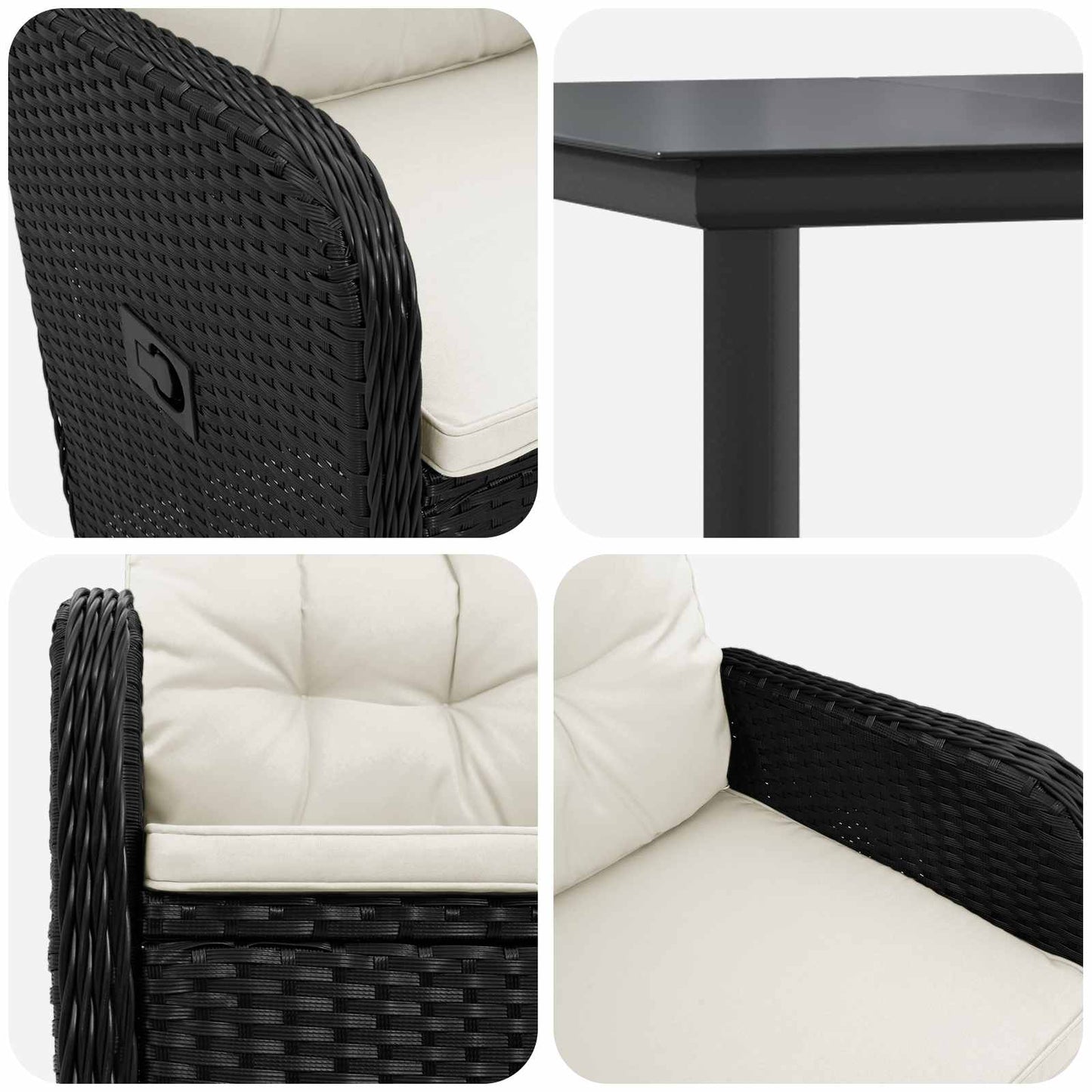 vidaXL Σετ Τραπέζι Καναπέ 7 τμχ. PE Ρατάν και Ατσάλι με Σκόνη