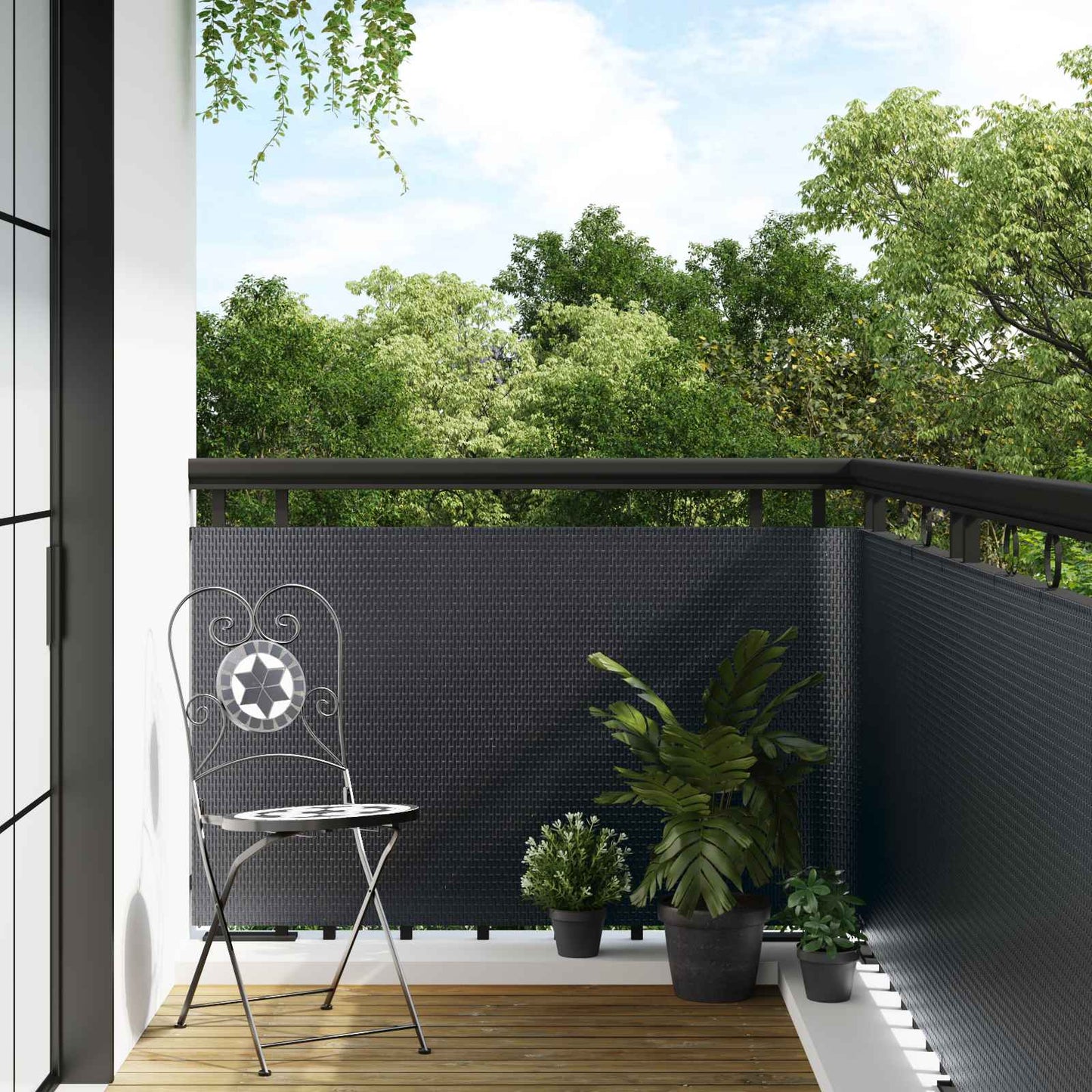 vidaXL Οθόνη Μπαλκονιού Σκούρο Γκρι 400 x 90 εκ συνθετικό ρατάν