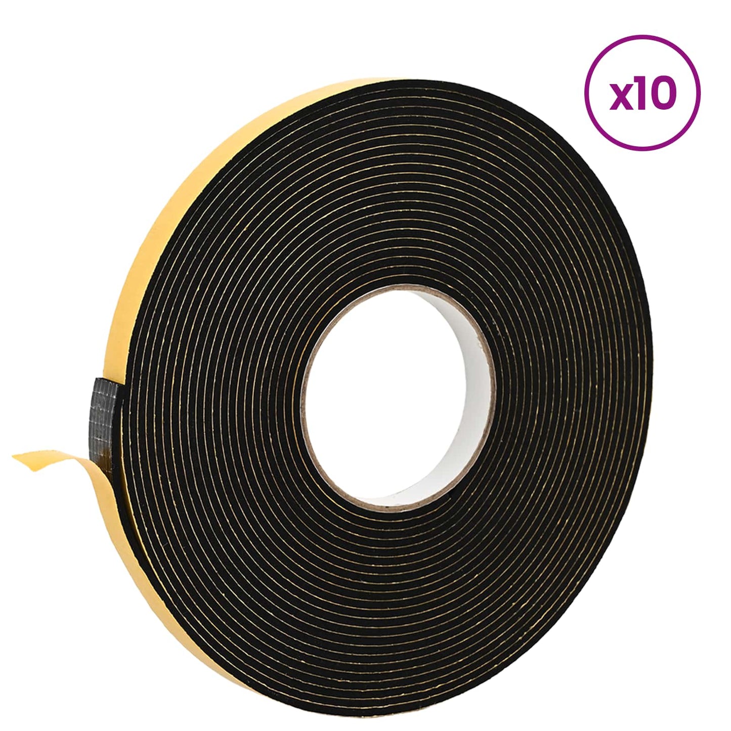 vidaXL Αυτοκόλλητη ταινία αφρού 10 pcs Μαύρο 15mm x 10m Χ foam CR