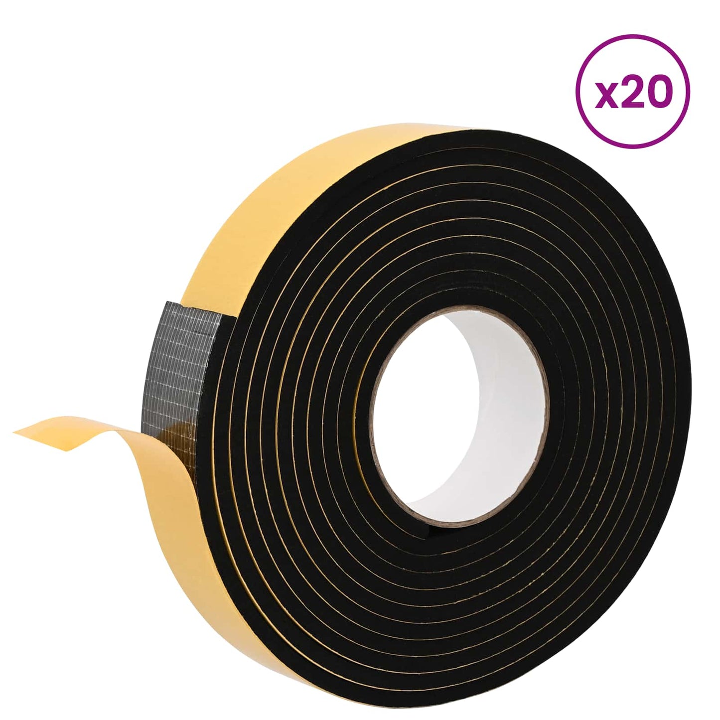 vidaXL Αυτοκόλλητη ταινία αφρού 20 pcs Μαύρο 30χιλ x 5μ Χ foam CR
