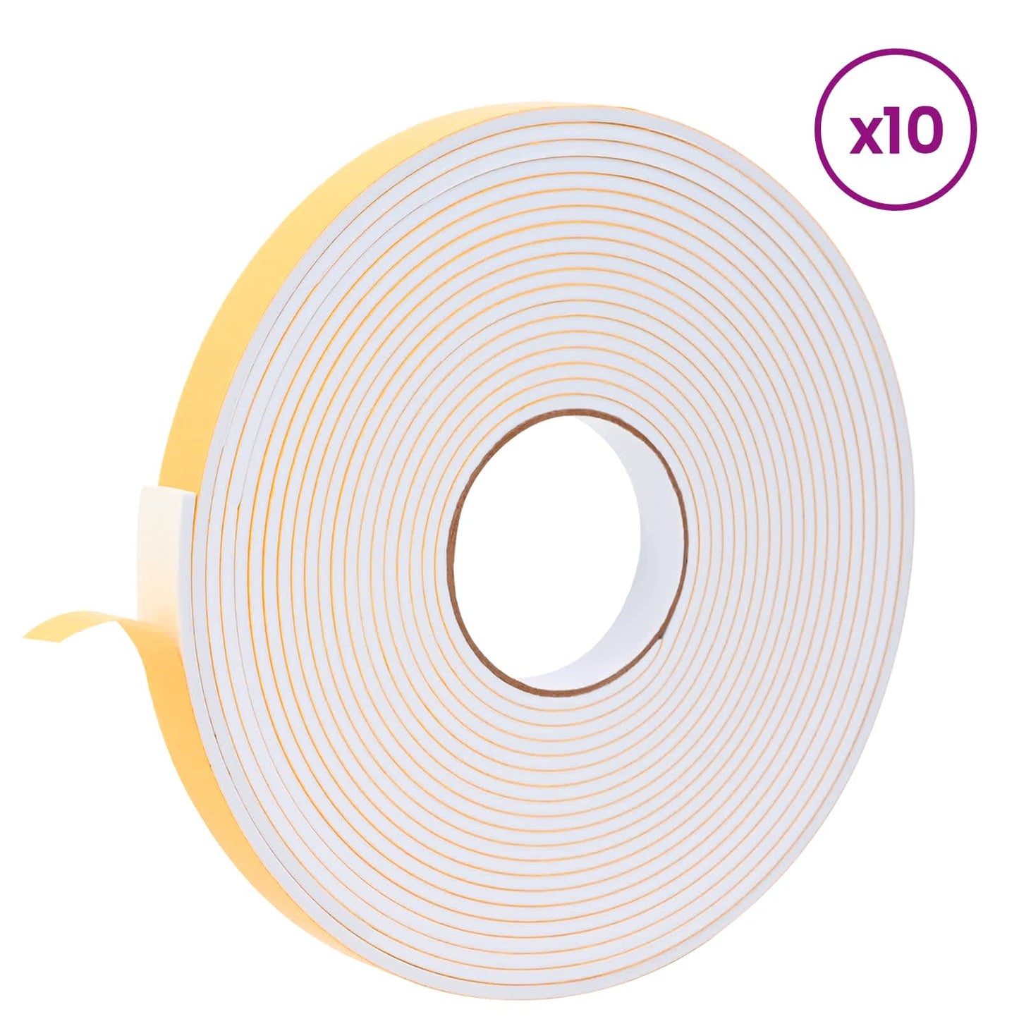 vidaXL Αυτοκόλλητη ταινία αφρού 10 pcs Λευκό 20 χιλ. x 10 μ. Χ foam CR