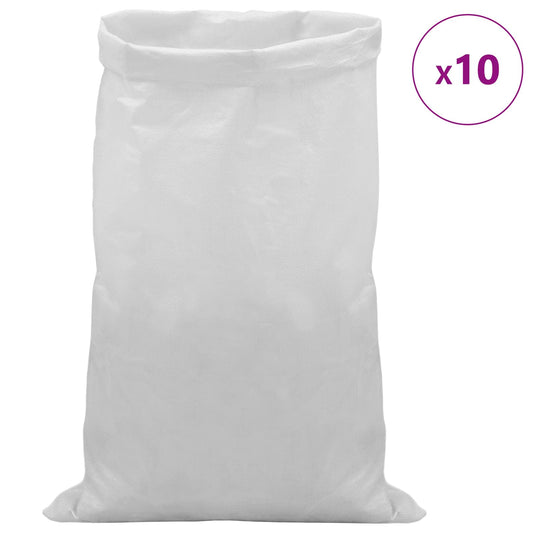 vidaXL Υφασμάτινοι σακίδες 10 τεμ. Λευκό 60 x 110 cm PP