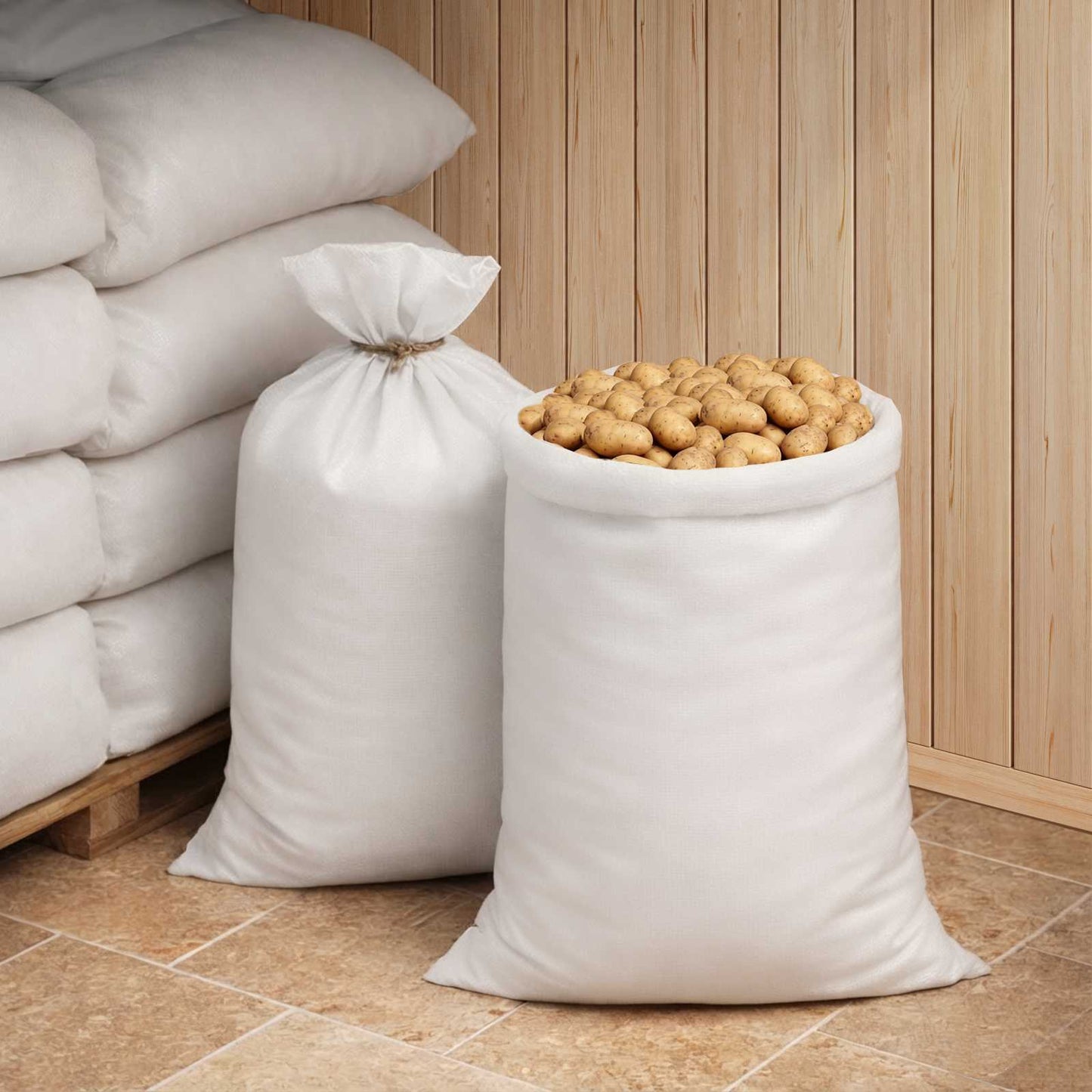 vidaXL Υφασμάτινοι σακίδες 10 pcs Λευκό 65 x 115 cm PP