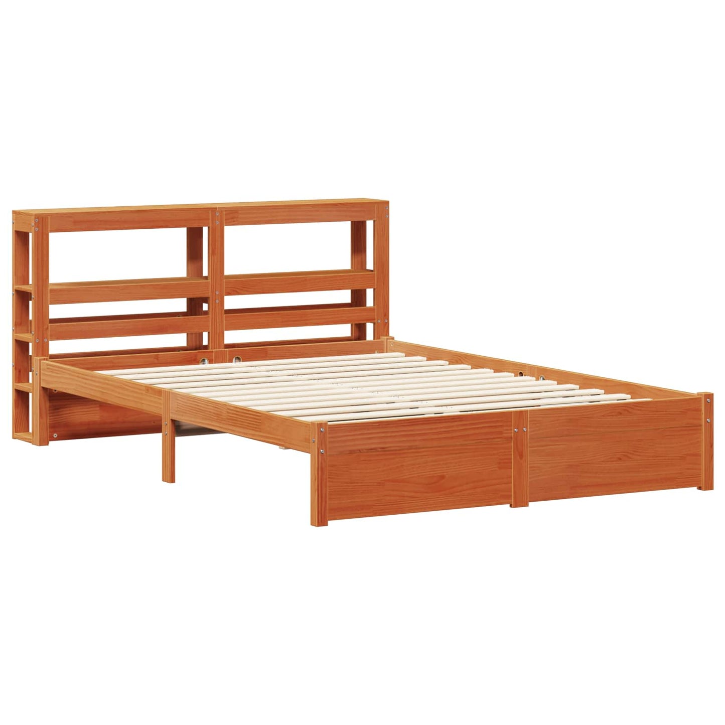 vidaXL Σκελετός Κρεβατιού Κερωτό καφέ 140 x 200 cm Στερεό ξύλο πεύκου