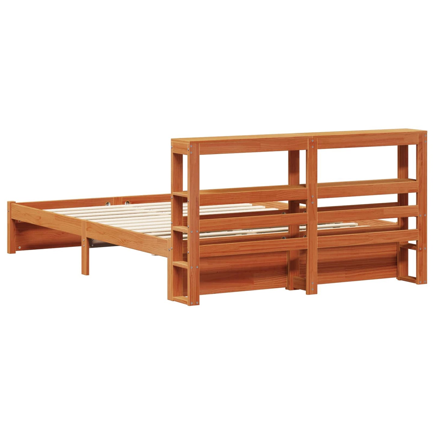 vidaXL Σκελετός Κρεβατιού Κερωτό καφέ 140 x 200 cm Στερεό ξύλο πεύκου