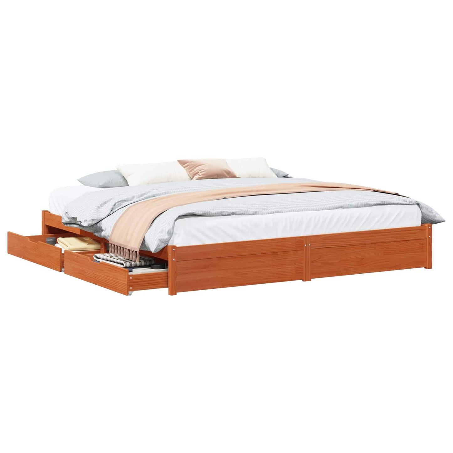 vidaXL Σκελετός Κρεβατιού Κερωτό καφέ 180 x 200 cm Στερεό ξύλο πεύκου