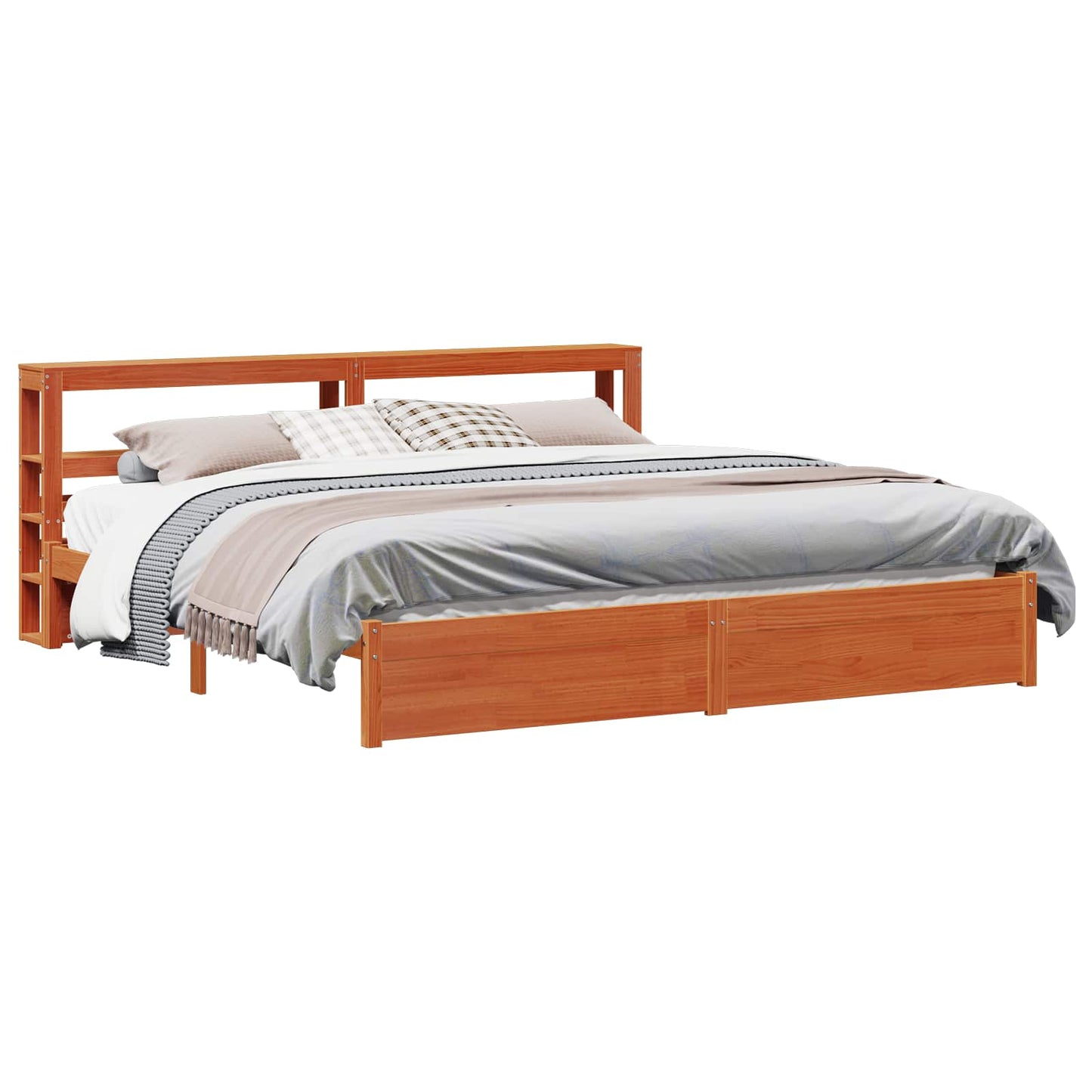 vidaXL Σκελετός Κρεβατιού Κερωτό καφέ 200 x 200 cm Στερεό ξύλο πεύκου