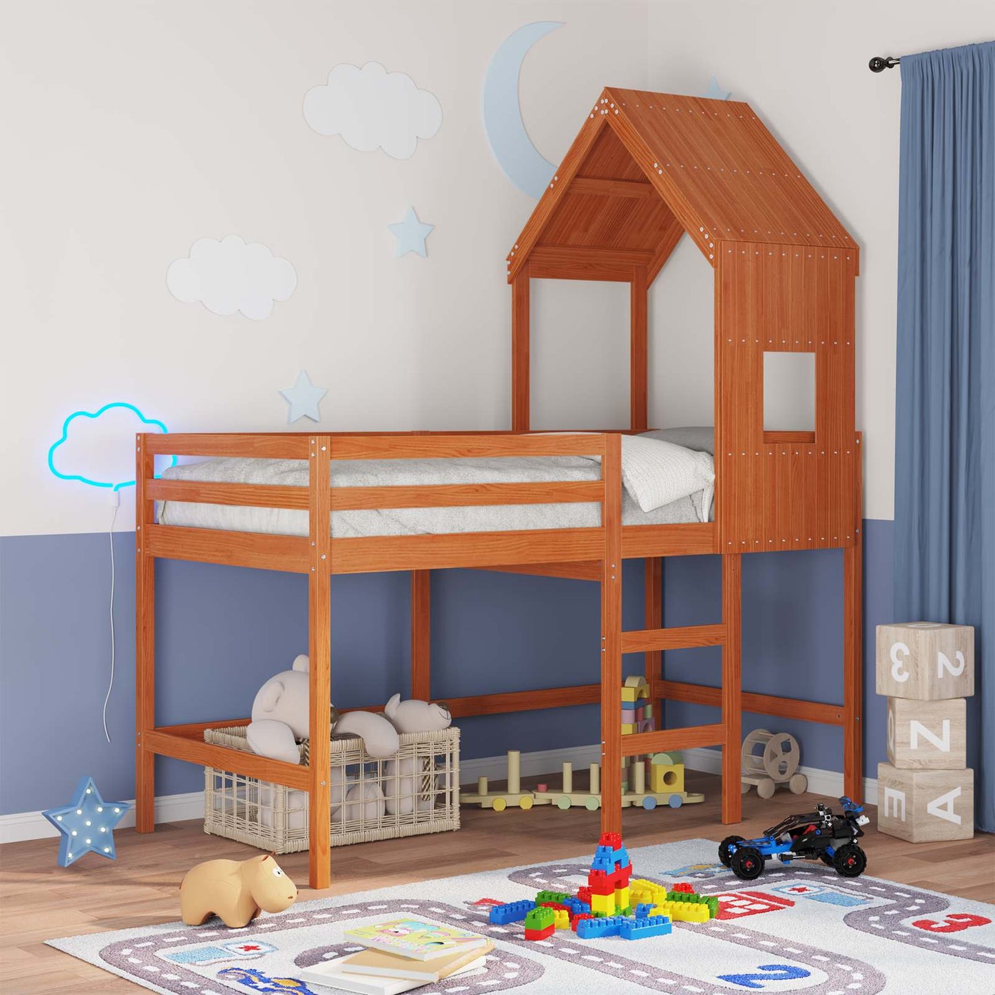 vidaXL Σκελετός κρεβατιού σοφίτας Κερωμένο Καφέ 90 x 190 cm