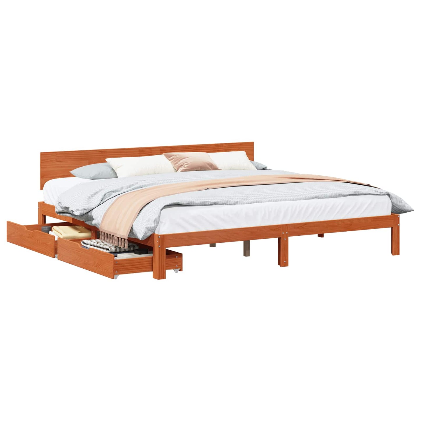 vidaXL Σκελετός Κρεβατιού Κερωτό καφέ 180 x 200 cm Στερεό ξύλο πεύκου