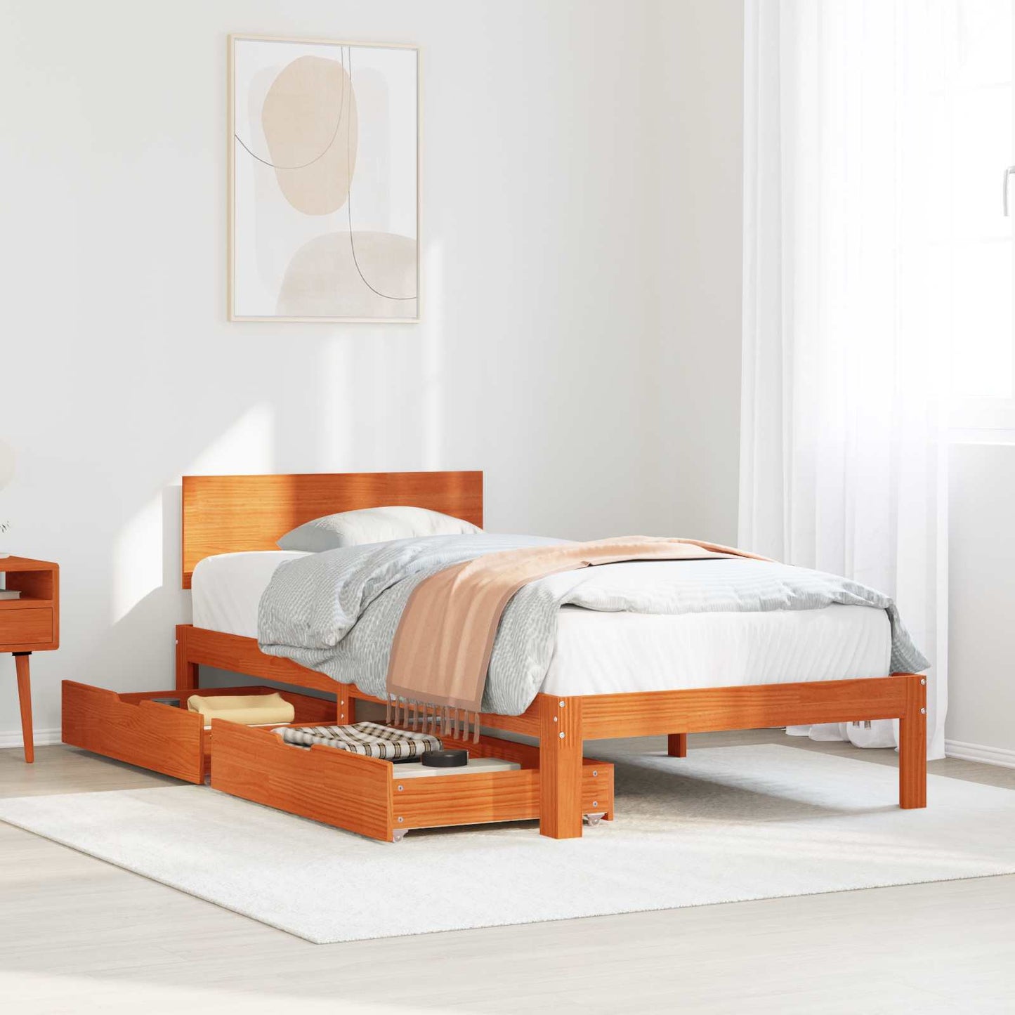 vidaXL Σκελετός Κρεβατιού Κερωτό καφέ 70 x 190 cm Στερεό ξύλο πεύκου