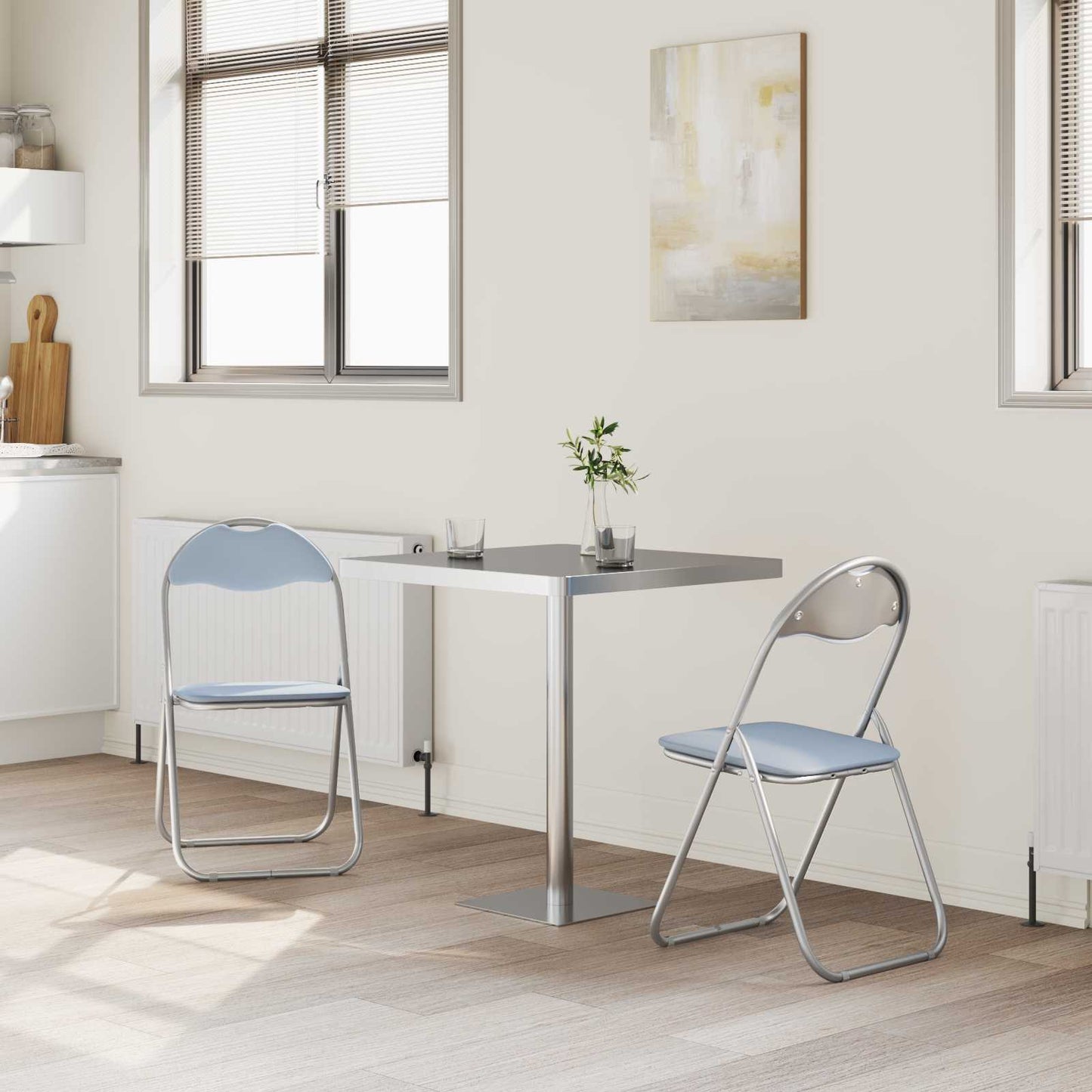 vidaXL Πτυσσόμενη Καρέκλα 2 pcs Γκρι 48 x 43,5 x 81 εκ. Τεχνητό Δέρμα