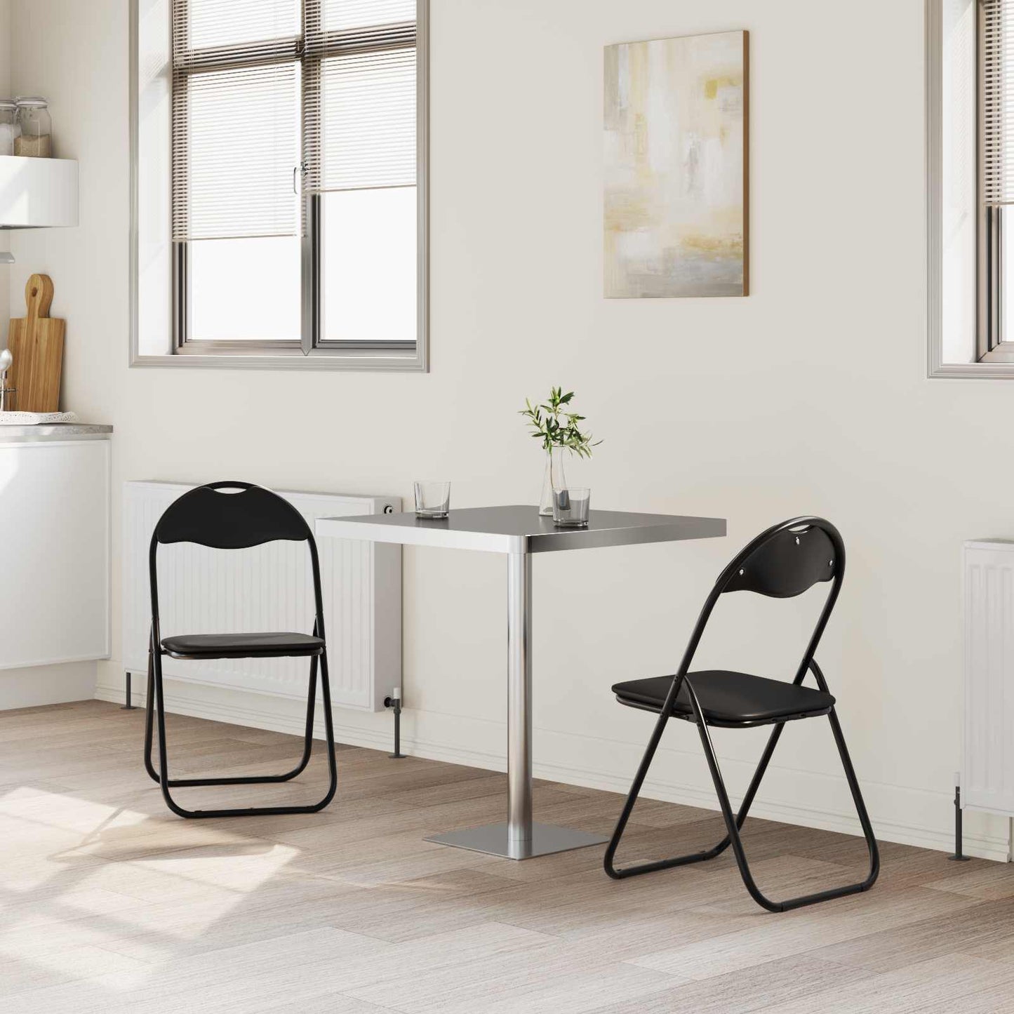 vidaXL Πτυσσόμενη Καρέκλα 2 pcs Μαύρο 48 x 43,5 x 81 εκ. Τεχνητό Δέρμα