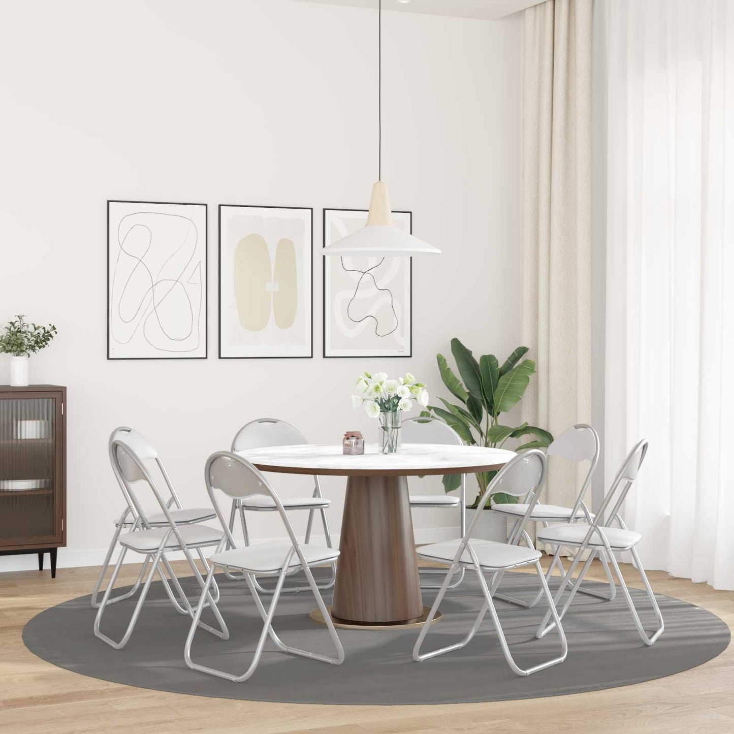 vidaXL Πτυσσόμενη Καρέκλα 8 pcs Λευκό και Γκρι 48 x 43,5 x 81 εκ.