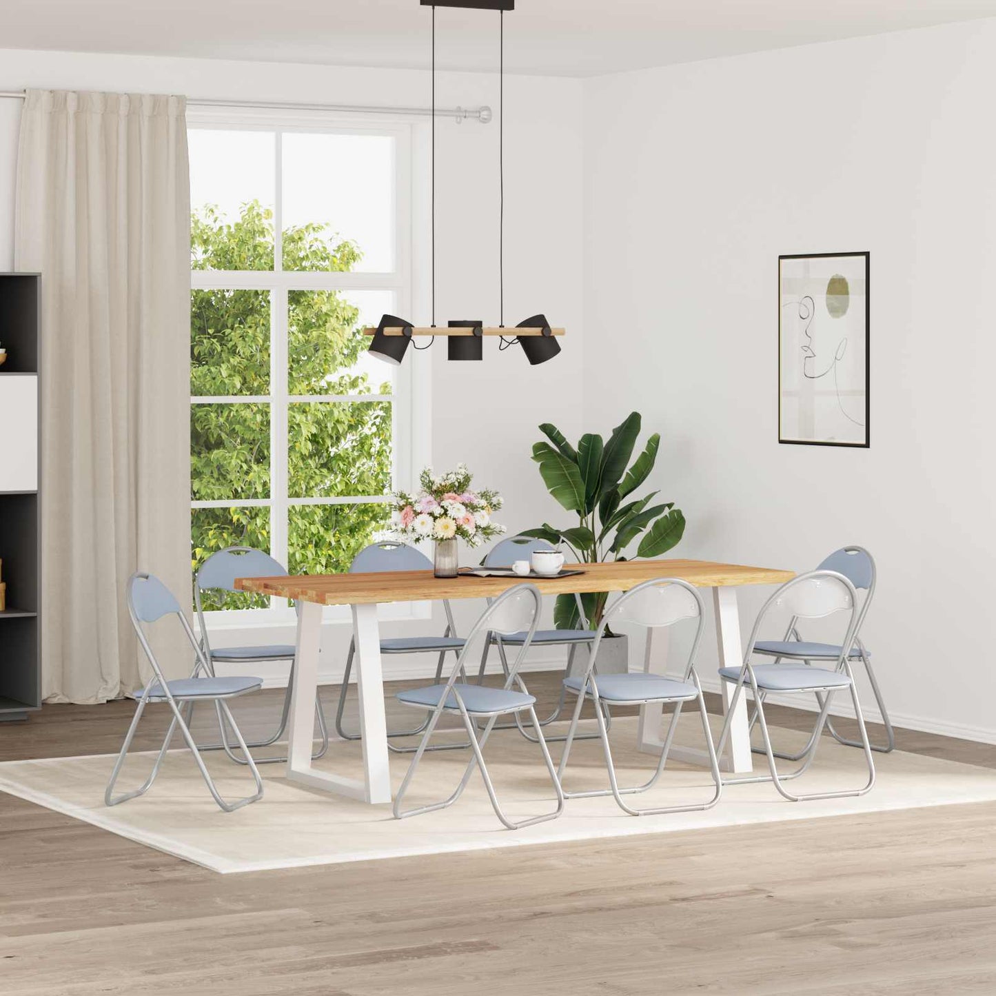 vidaXL Πτυσσόμενη Καρέκλα 8 pcs Γκρι 48 x 43,5 x 81 εκ. Τεχνητό Δέρμα