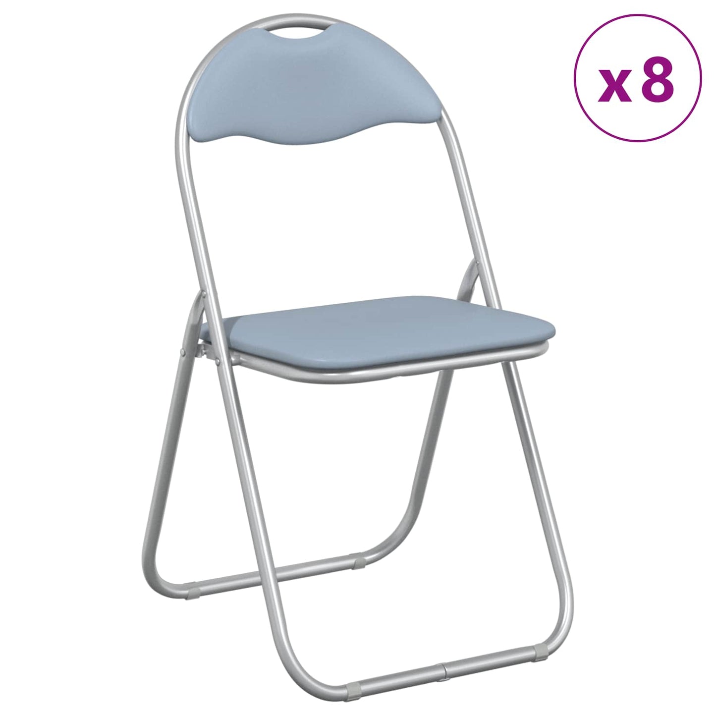 vidaXL Πτυσσόμενη Καρέκλα 8 pcs Γκρι 48 x 43,5 x 81 εκ. Τεχνητό Δέρμα