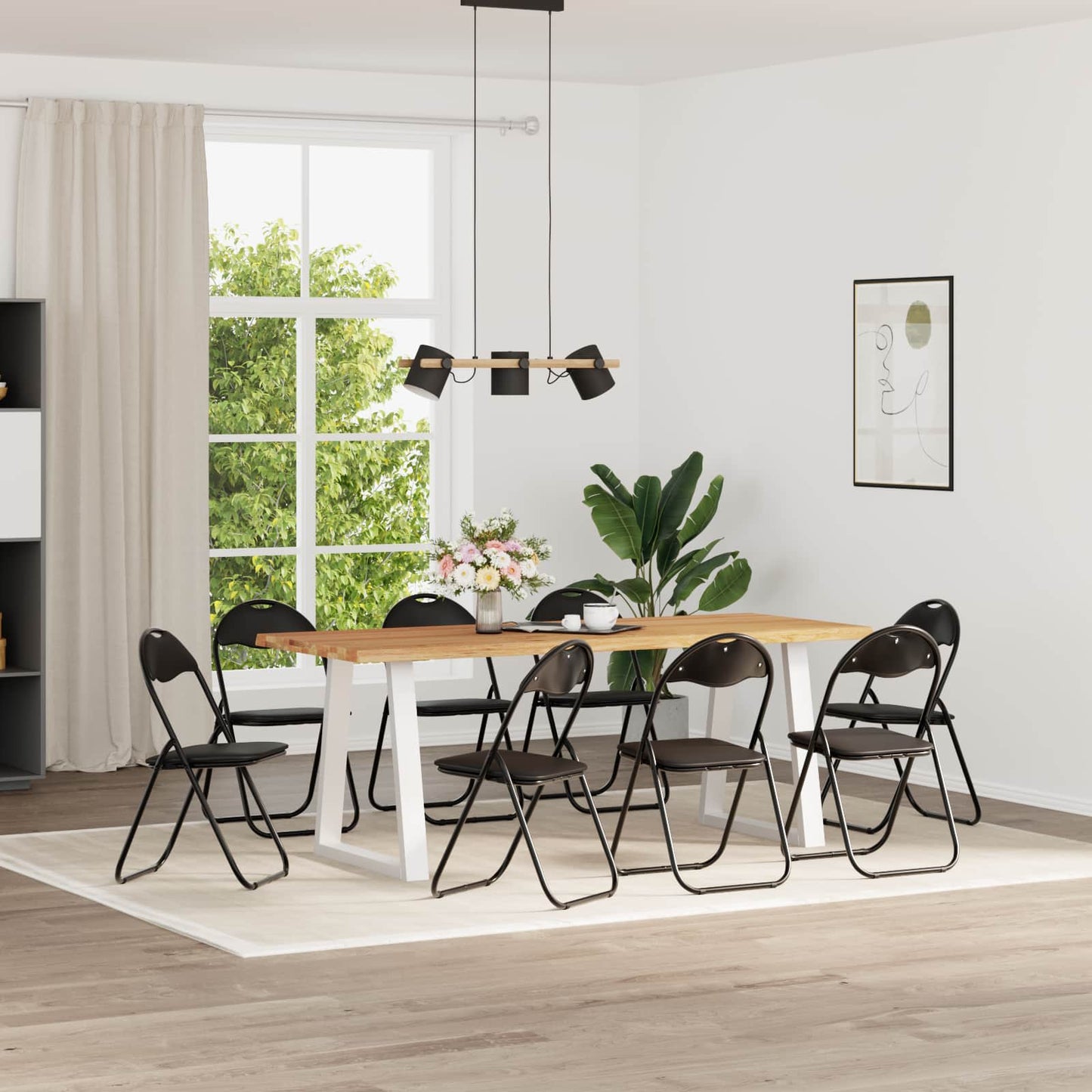 vidaXL Πτυσσόμενη Καρέκλα 8 pcs Μαύρο 48 x 43,5 x 81 εκ. Τεχνητό Δέρμα