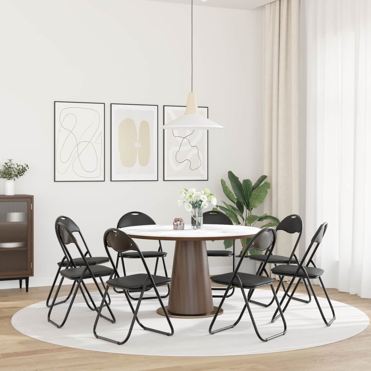 vidaXL Πτυσσόμενη Καρέκλα 8 pcs Μαύρο 48 x 43,5 x 81 εκ. Τεχνητό Δέρμα