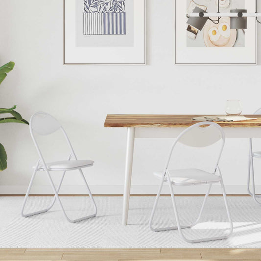vidaXL Σαλονάκι Τραπεζαρίας Αναδιπλούμενο 2 pcs Λευκός PVC ατσάλι
