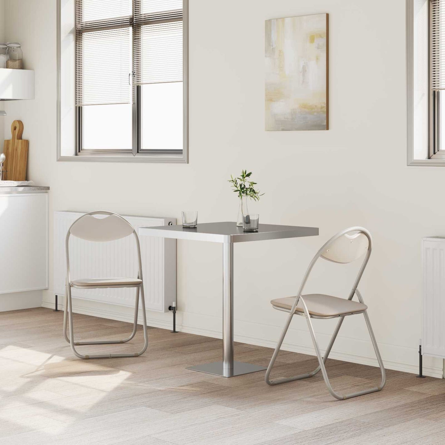 vidaXL Σαλονάκι Τραπεζαρίας Αναδιπλούμενο 2 pcs Άμμος PVC ατσάλι