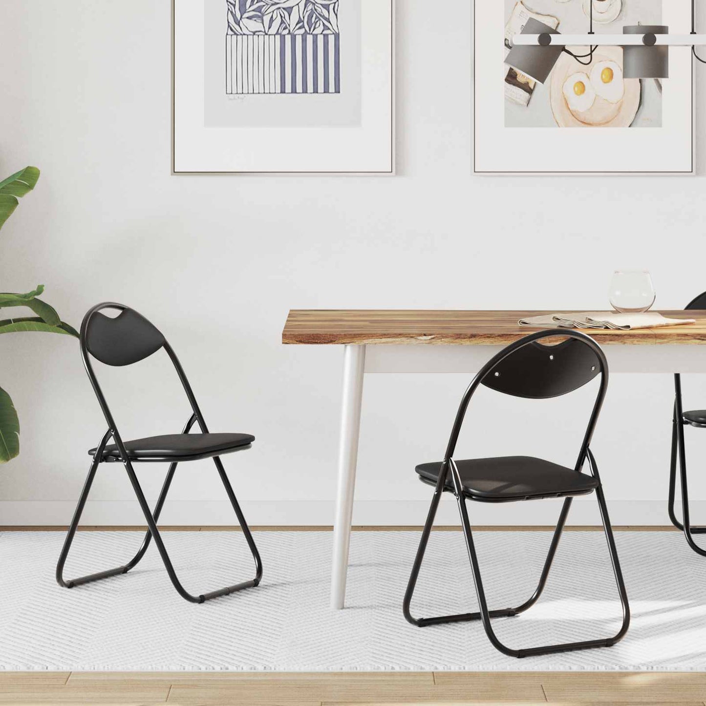 vidaXL Σαλονάκι Τραπεζαρίας Αναδιπλούμενο 2 pcs Μαύρο PVC ατσάλι