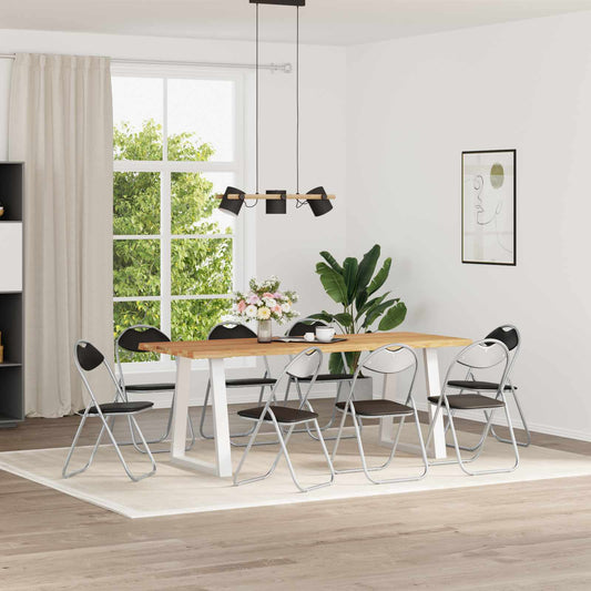 vidaXL Σαλονάκι Τραπεζαρίας Αναδιπλούμενο 8 pcs Μαύρο PVC ατσάλι