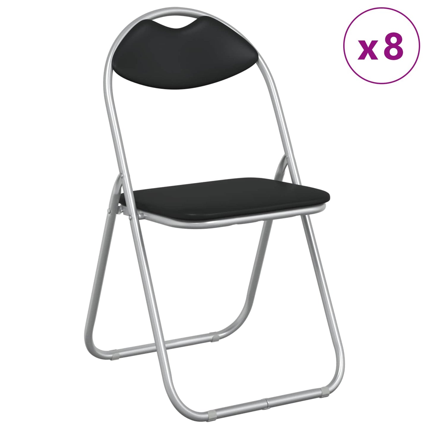 vidaXL Σαλονάκι Τραπεζαρίας Αναδιπλούμενο 8 pcs Μαύρο PVC ατσάλι