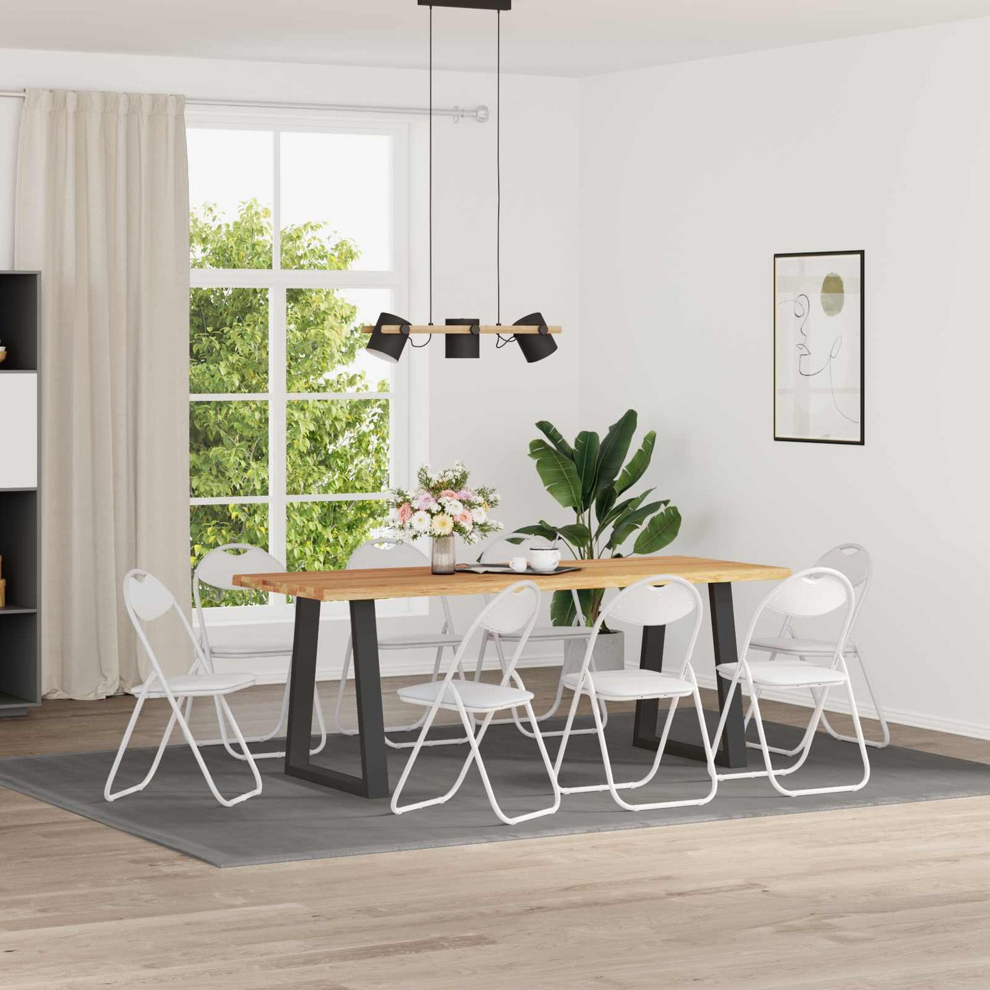 vidaXL Σαλονάκι Τραπεζαρίας Αναδιπλούμενο 8 pcs Λευκός PVC ατσάλι