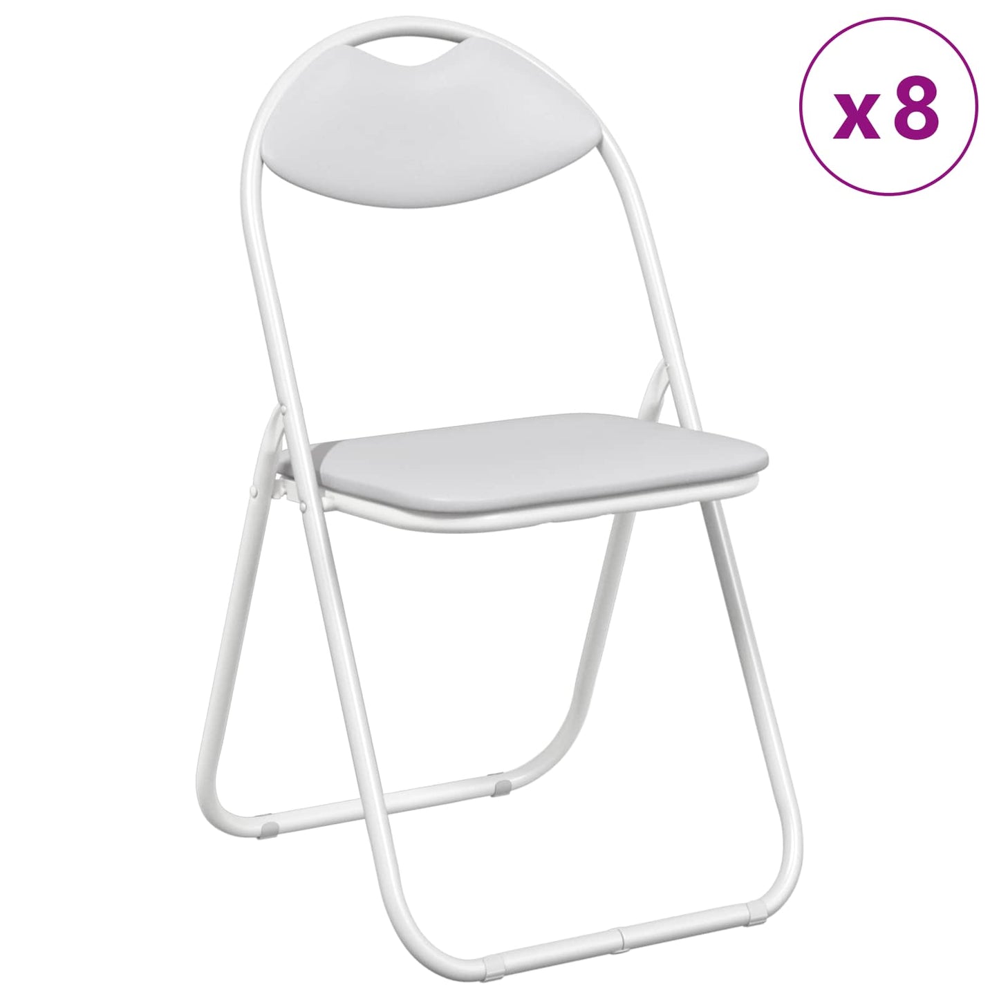 vidaXL Σαλονάκι Τραπεζαρίας Αναδιπλούμενο 8 pcs Λευκός PVC ατσάλι