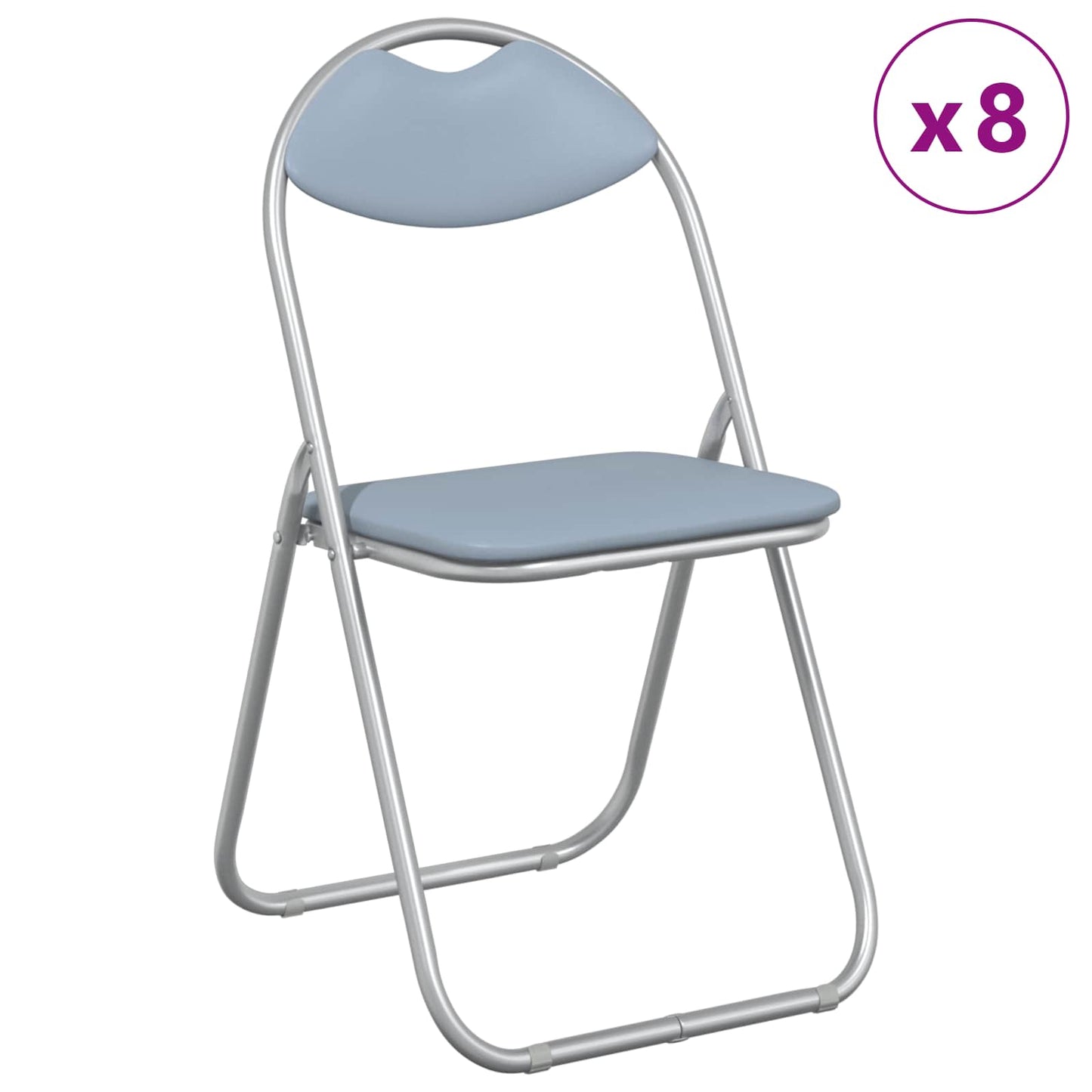 vidaXL Πτυσσόμενη Καρέκλα 8 pcs Γκρι 48 x 43,5 x 81 εκ. Τεχνητό Δέρμα