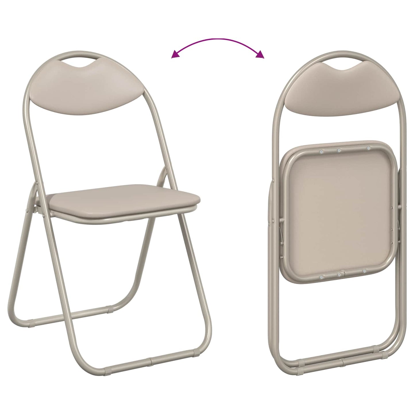 vidaXL Πτυσσόμενη Καρέκλα 8 pcs Άμμος 48 x 43,5 x 81 εκ. Τεχνητό Δέρμα