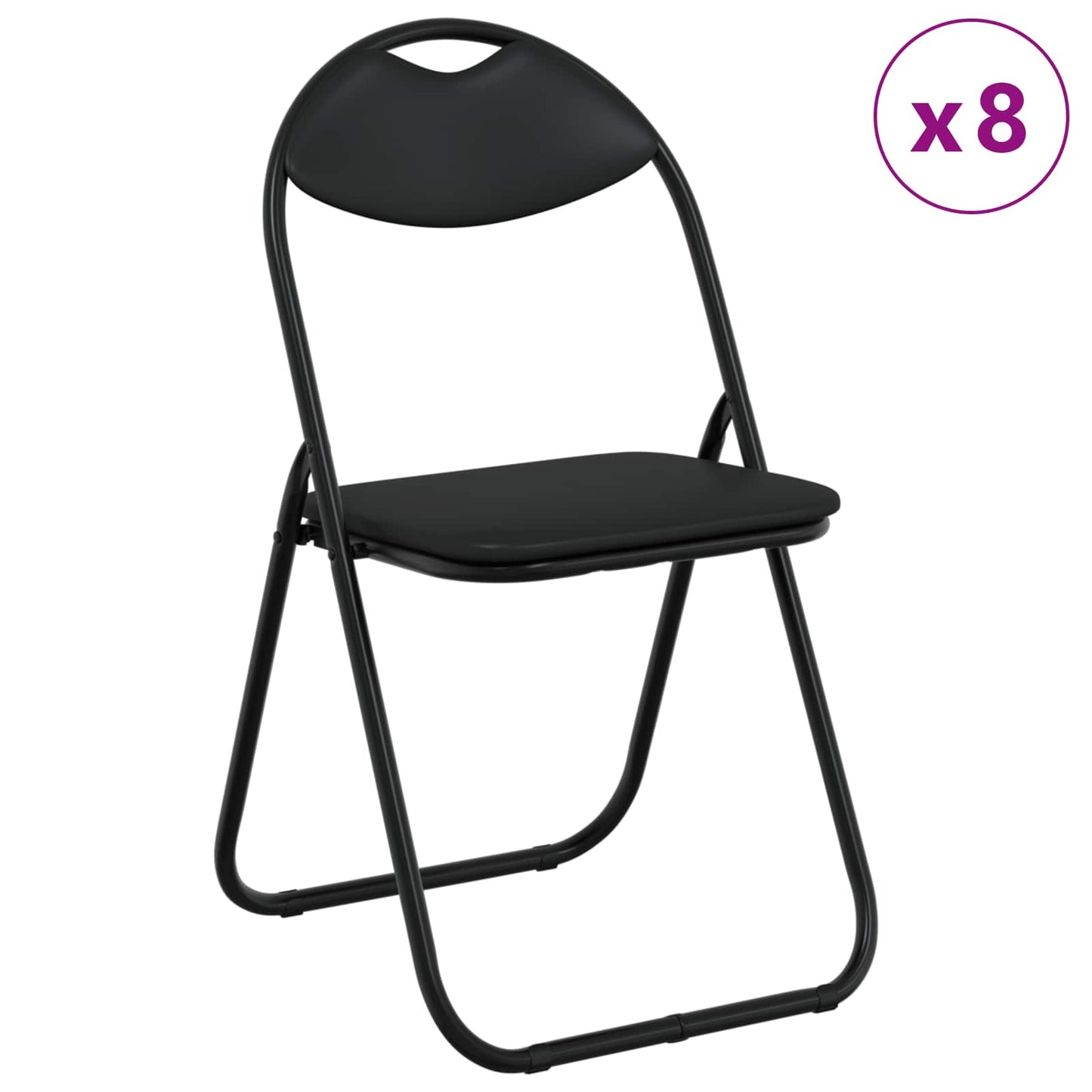 vidaXL Σαλονάκι Τραπεζαρίας Αναδιπλούμενο 8 pcs Μαύρο PVC ατσάλι