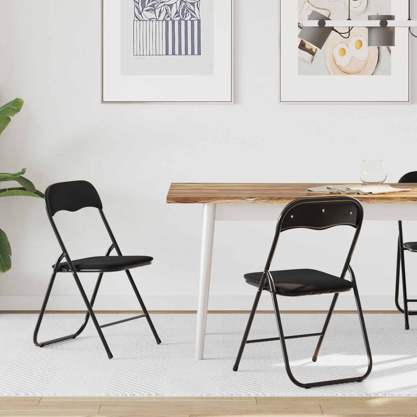 vidaXL Πτυσσόμενη Καρέκλα 2 pcs Μαύρο 48 x 44 x 78 εκ Βελούδο