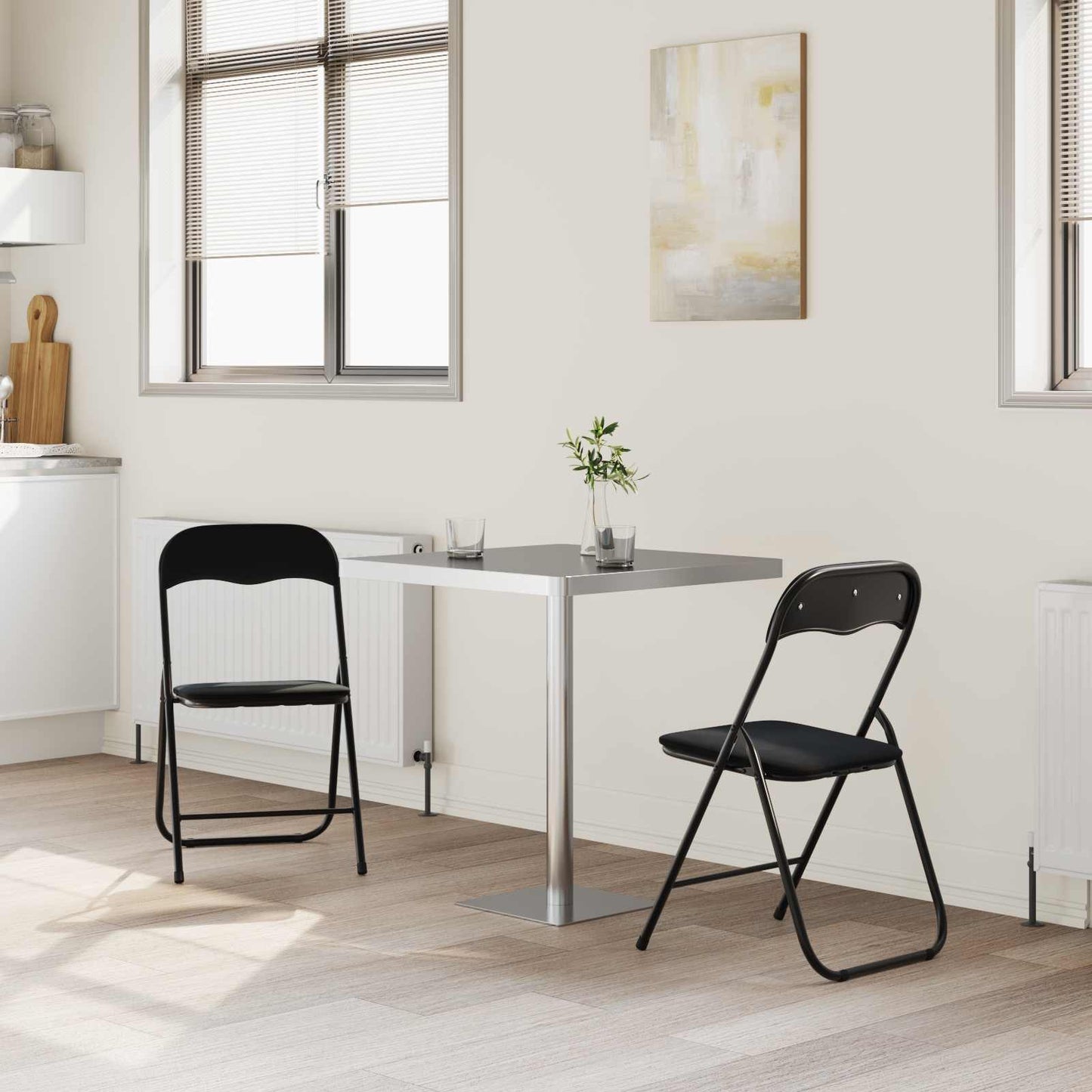 vidaXL Πτυσσόμενη Καρέκλα 2 pcs Μαύρο 48 x 44 x 78 εκ Βελούδο