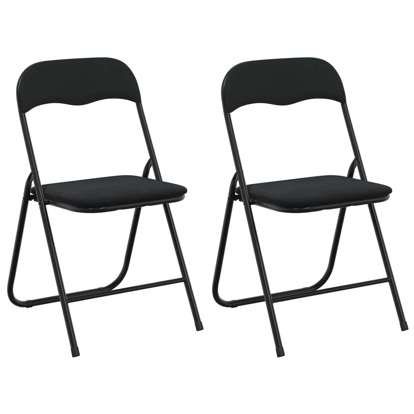 vidaXL Πτυσσόμενη Καρέκλα 2 pcs Μαύρο 48 x 44 x 78 εκ Βελούδο