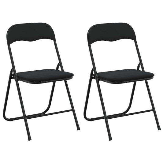 vidaXL Πτυσσόμενη Καρέκλα 2 pcs Μαύρο 48 x 44 x 78 εκ Βελούδο