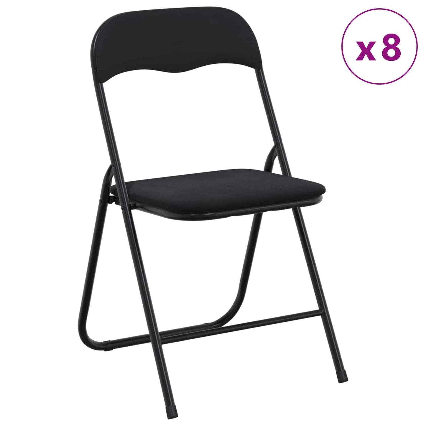 vidaXL Πτυσσόμενη Καρέκλα 8 pcs Μαύρο 48 x 44 x 78 εκ Βελούδο