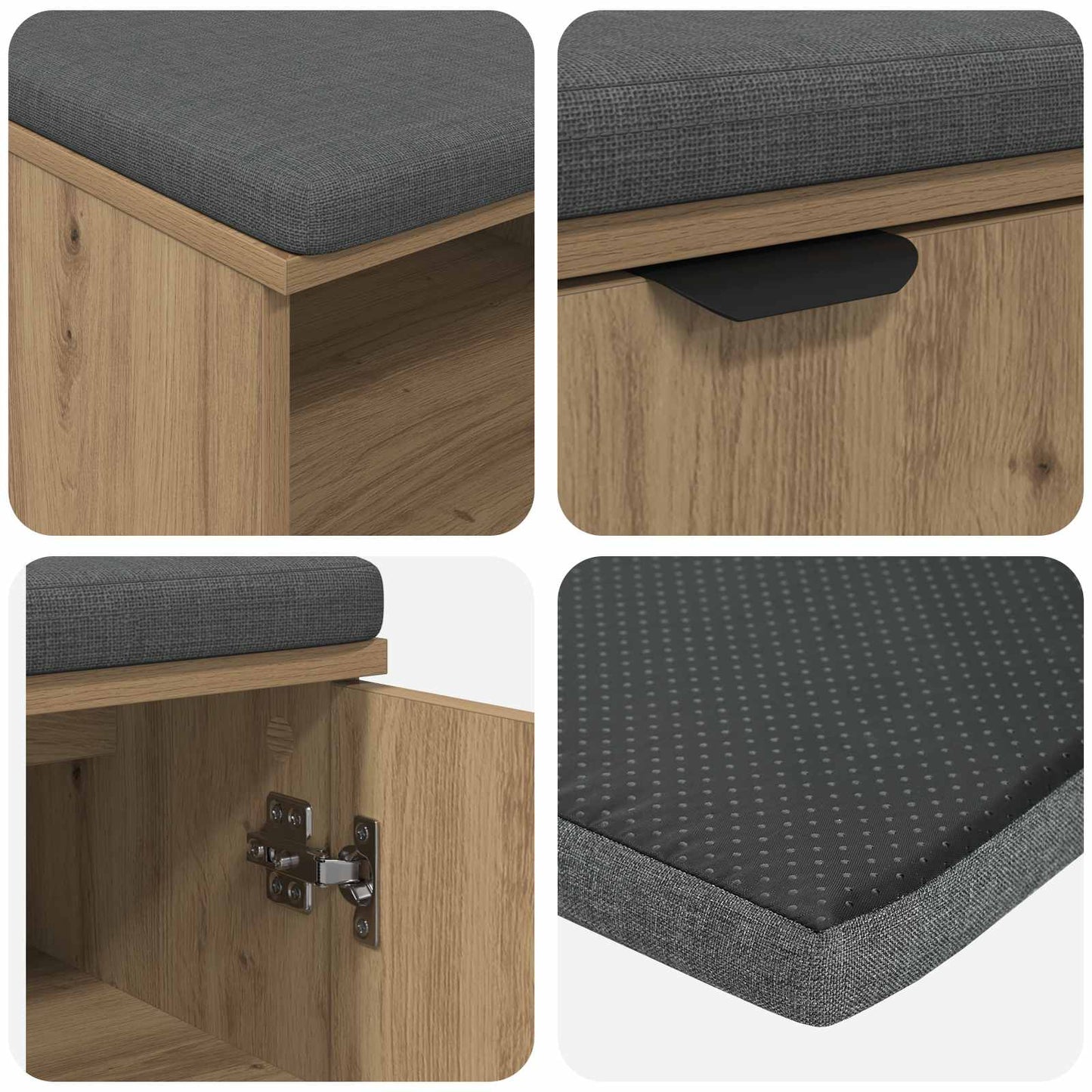 vidaXL Πάγκος Παπουτσιών με Μαξιλάρι Artisan Δρυς 100 x 38 x 46 εκ