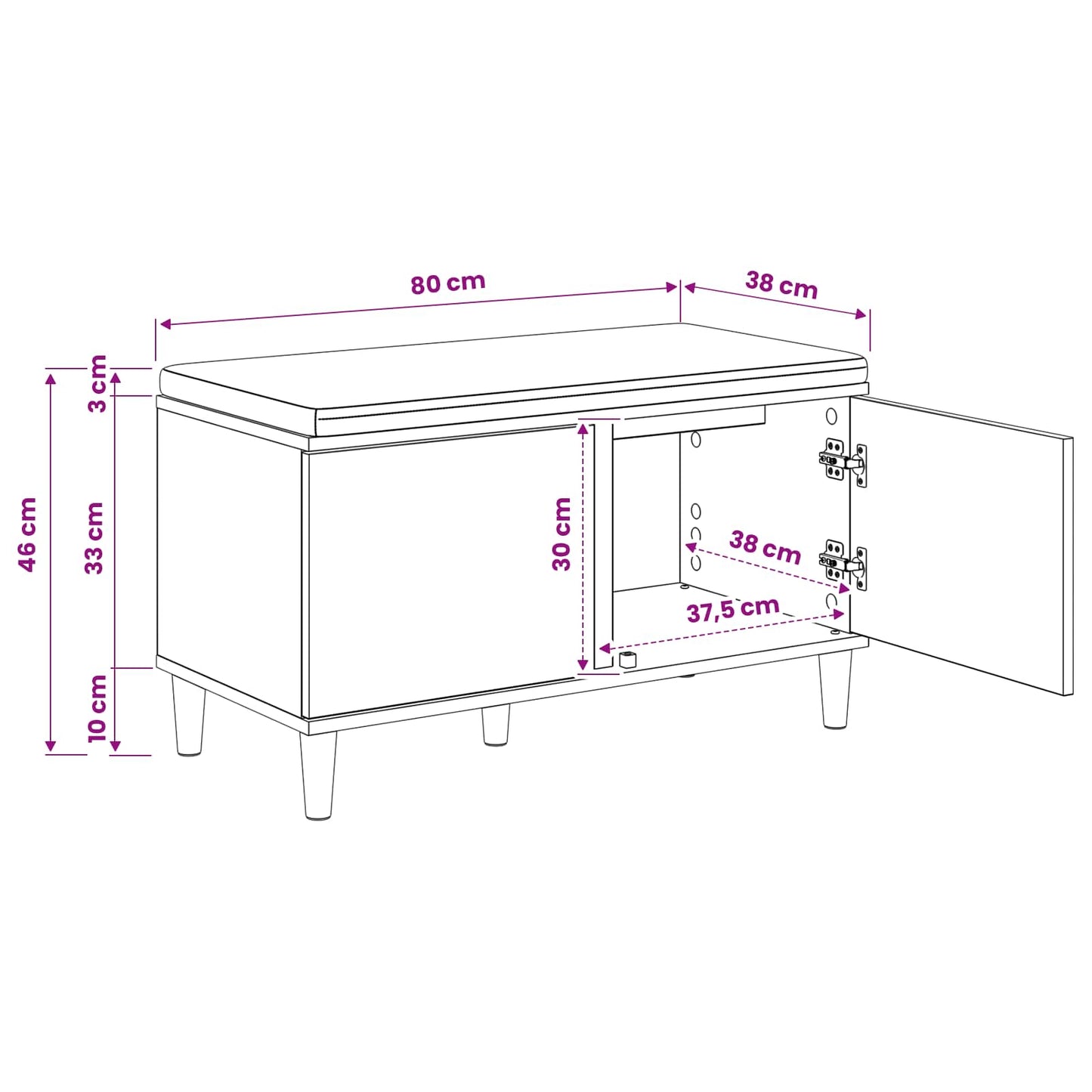 vidaXL Πάγκος Παπουτσιών με Μαξιλάρι Artisan Δρυς 80 x 38 x 46 εκ