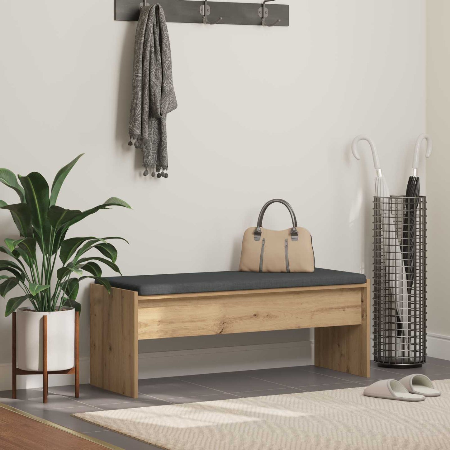 vidaXL Πάγκος Παπουτσιών με Μαξιλάρι Artisan Δρυς 103 x 38 x 40 εκ