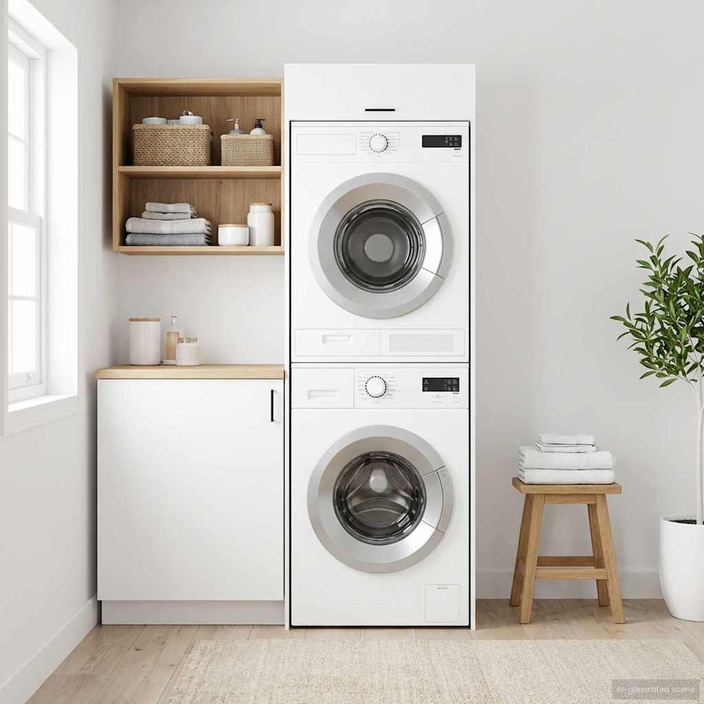 vidaXL Ντουλάπα Πλυντηρίου Λευκό 67,5 x 68 x 200 εκ Επεξεργασμένο ξύλο