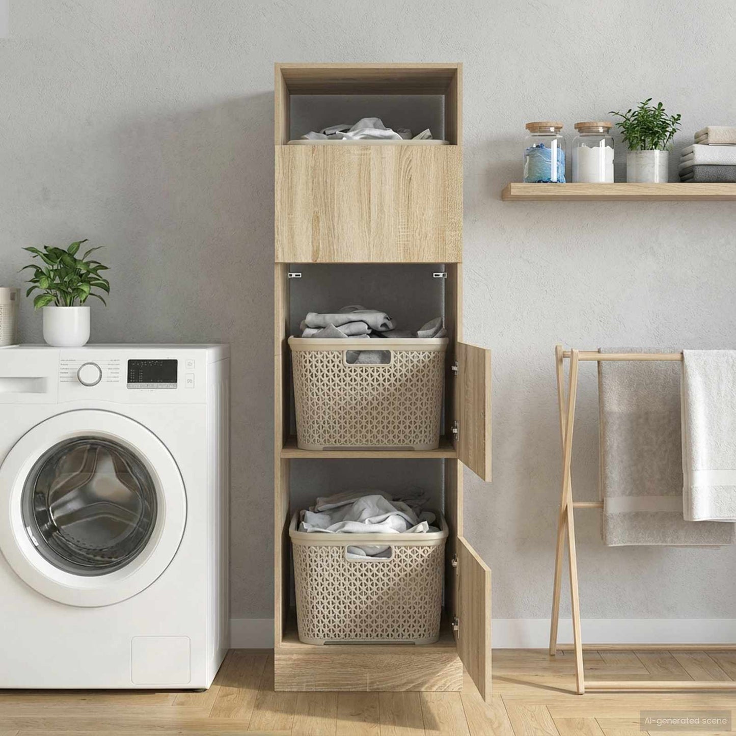 vidaXL Ντουλάπα Πλυσταριού Σονόμα 50 x 68 x 162 εκ Επεξεργασμένο ξύλο