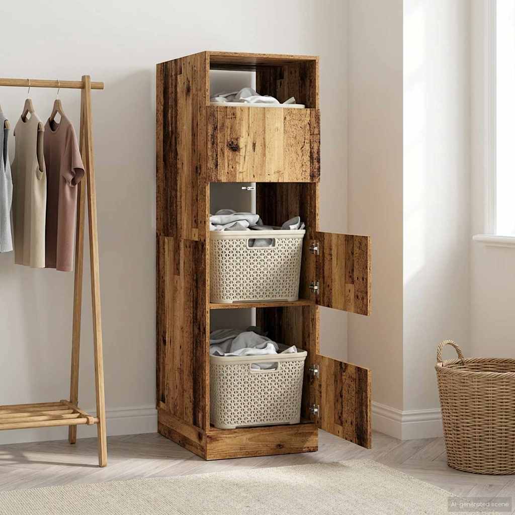 vidaXL Ντουλάπα Πλυσταριού με αποθήκευση Παλιό ξύλο Επεξεργασμένο ξύλο