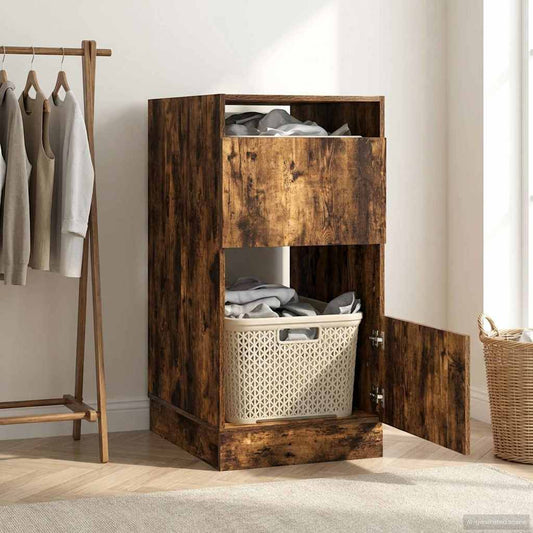 vidaXL Ντουλάπα Πλυσταριού με πόρτα Καπνιστό Δρύς Επεξεργασμένο ξύλο