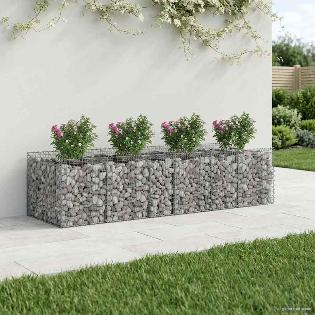 vidaXL Ανασηκωμένο κρεβάτι gabion 3 τμχ. 400 x 100 x 60 εκ Ασημί