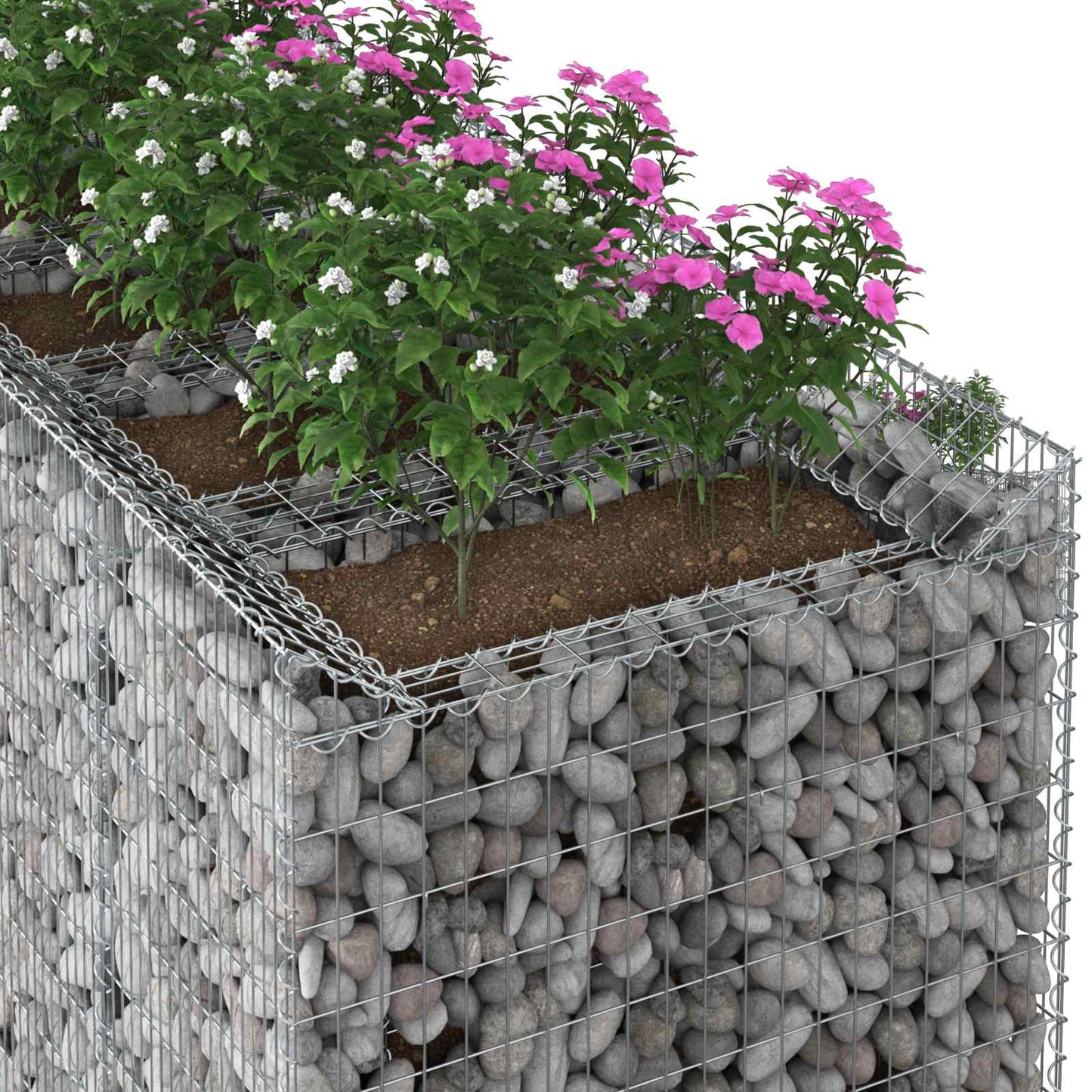 vidaXL Ανασηκωμένο κρεβάτι gabion 3 τμχ. 400 x 100 x 60 εκ Ασημί