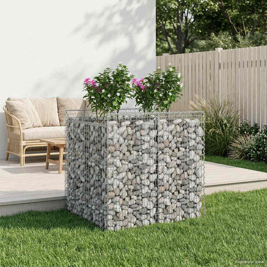vidaXL Ανασηκωμένο κρεβάτι gabion 2 τμχ. 100 x 100 x 100 cm Ασημί
