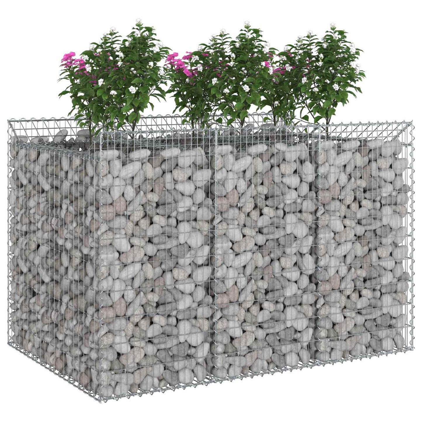 vidaXL Ανασηκωμένο κρεβάτι gabion 2 τμχ. 150 x 100 x 100 cm Ασημί